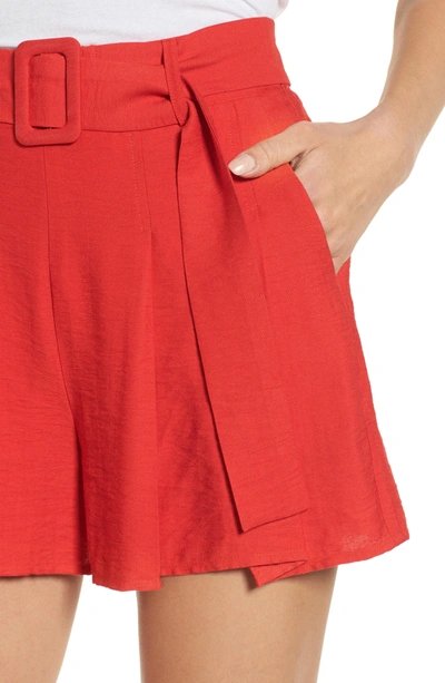 Shop Moon River Belted High Waist Shorts In Red