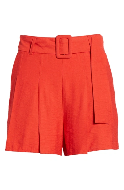 Shop Moon River Belted High Waist Shorts In Red