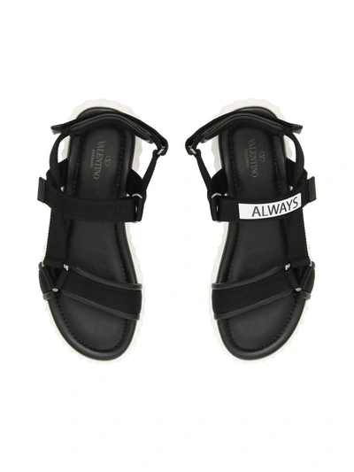 Shop Valentino Leather And Fabric Sandals In Nero Bianconero