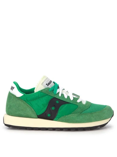 Shop Saucony Sneaker  Jazz Vintage In Green Suede And Nylon In Verde