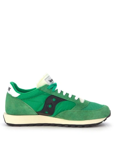 Shop Saucony Sneaker  Jazz Vintage In Green Suede And Nylon In Verde