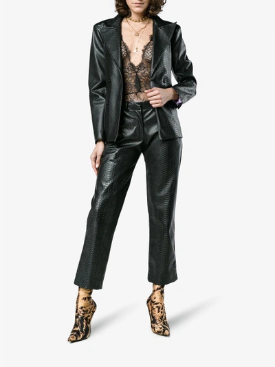 Shop Off-white V-neck Lace Bodysuit In Black