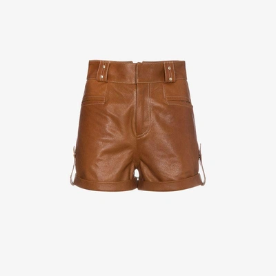 Shop Skiim Pamela Leather Mini Shorts In Brown