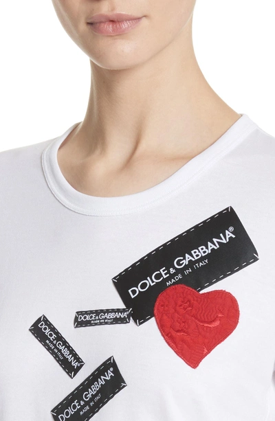 Shop Dolce & Gabbana Patch Logo Cotton Tee In White