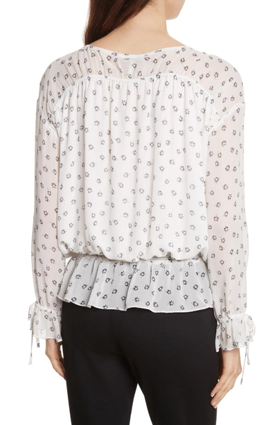 Shop Joie Lystra Print Silk Blouson Top In Porcelain