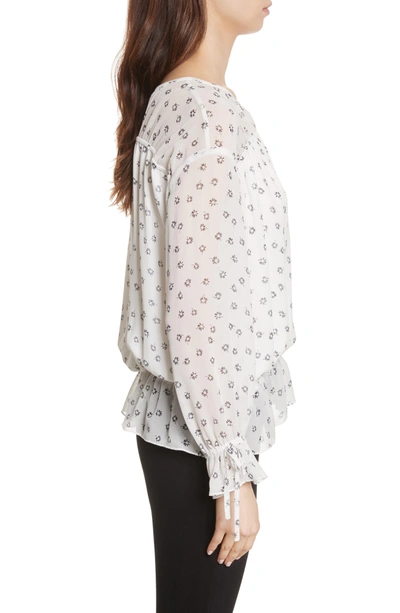 Shop Joie Lystra Print Silk Blouson Top In Porcelain