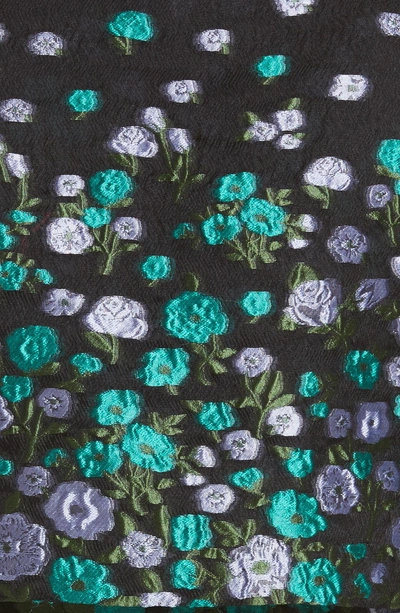 Shop Lela Rose Floral Matelasse Crop Jacket In Lavender / Black