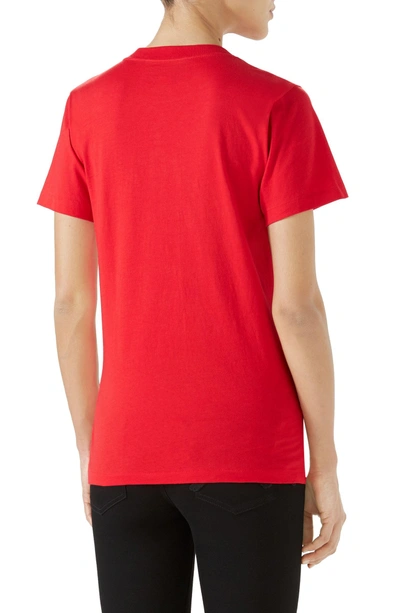 Shop Gucci Embellished Logo Tee In Live Red/ Multicolor