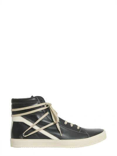 Shop Rick Owens Leather Sneakers In Nero