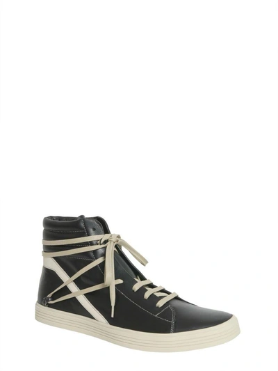 Shop Rick Owens Leather Sneakers In Nero