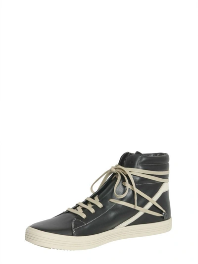 Shop Rick Owens Leather Sneakers In Nero