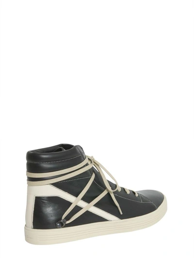 Shop Rick Owens Leather Sneakers In Nero