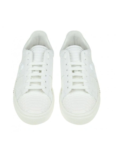 Philipp Plein Sneaker Talk Slow In White Crocodile Printed Leather ...