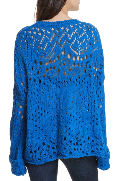 Shop Free People Traveling Lace Sweater In Blue