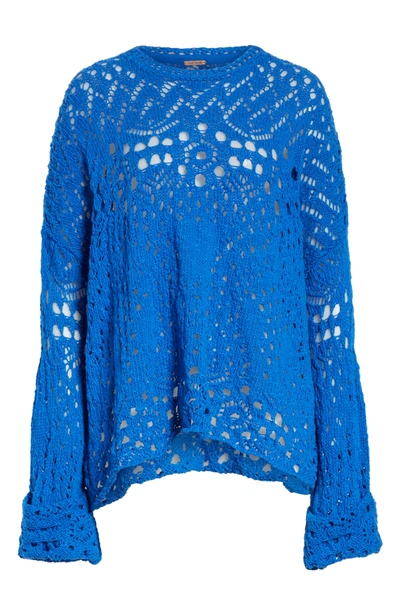 Shop Free People Traveling Lace Sweater In Blue