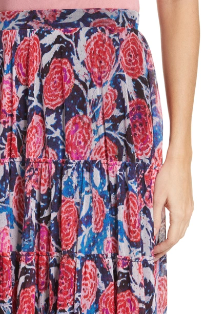 Shop Fuzzi Floral Print Midi Skirt In Copiativc