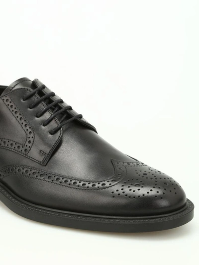 Shop Tod's Semiglossy Leather Derby Brogues In Black