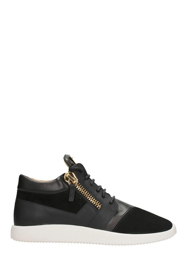 Shop Giuseppe Zanotti Runner Sneakers Black Leather And Suede