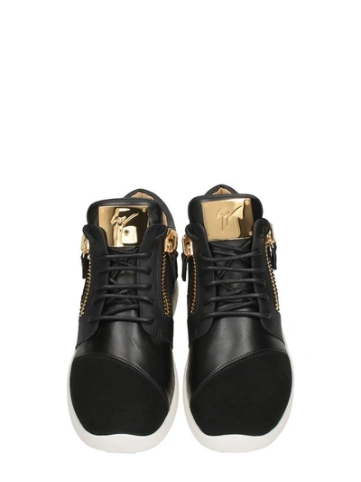 Shop Giuseppe Zanotti Runner Sneakers Black Leather And Suede