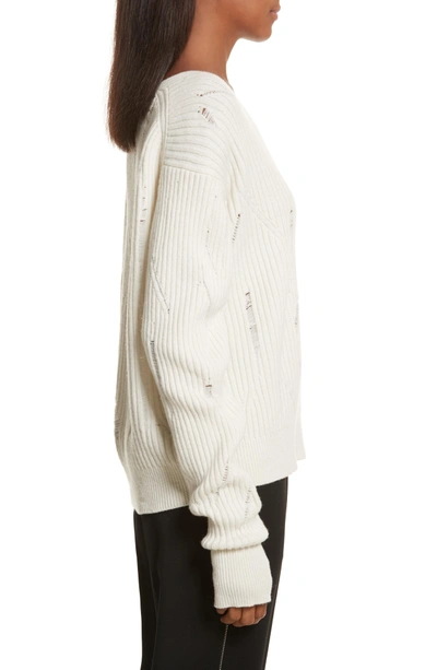Shop Helmut Lang Drop Needle Lambswool Sweater In Ivory