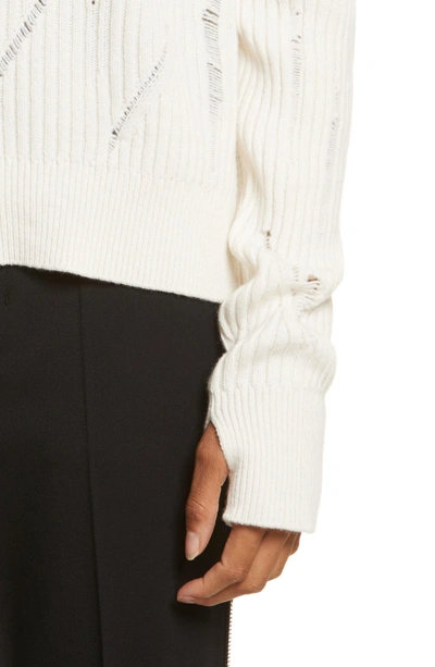 Shop Helmut Lang Drop Needle Lambswool Sweater In Ivory
