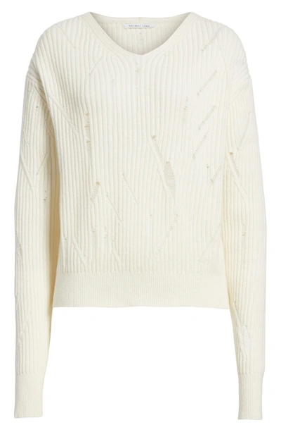 Shop Helmut Lang Drop Needle Lambswool Sweater In Ivory