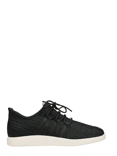 Shop Giuseppe Zanotti Ross Black Fabric Low-top Sneaker