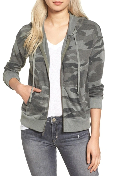 Shop Splendid Active Camo Zip Hoodie In Vintage Military Olive