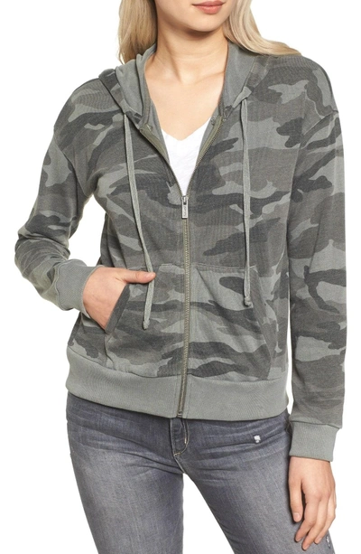 Shop Splendid Active Camo Zip Hoodie In Vintage Military Olive