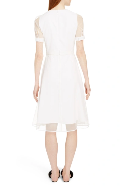 Shop Givenchy Sheer Overlay Stretch Cady Dress In White