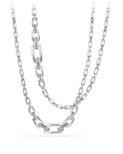Shop David Yurman Wellesley Sterling Silver Long Chain Necklace With Diamonds In White/silver