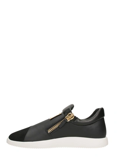 Shop Giuseppe Zanotti Black Leather And Suede Runnes Sneakers