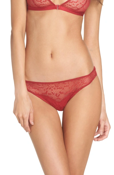 Shop Les Girls Les Boys Snake Lace Thong In College Red