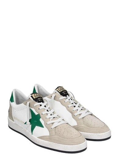 Shop Golden Goose Ball Star Beige Leather Sneakers In White