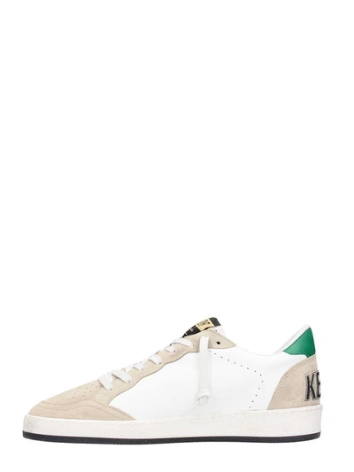 Shop Golden Goose Ball Star Beige Leather Sneakers In White