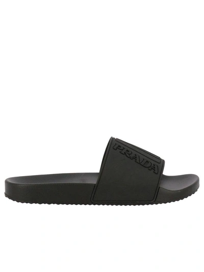 Shop Prada Sandals Shoes Men  In Black