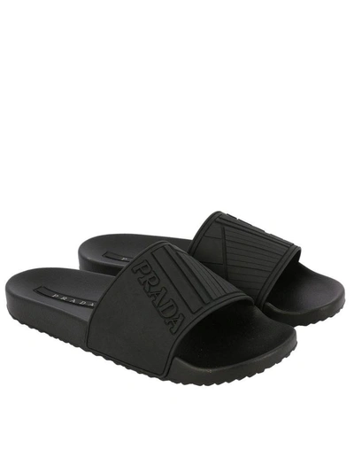 Shop Prada Sandals Shoes Men  In Black