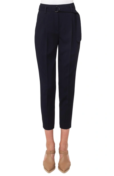 Shop Akris Punto Fred Wool Gabardine Crop Pants In Navy