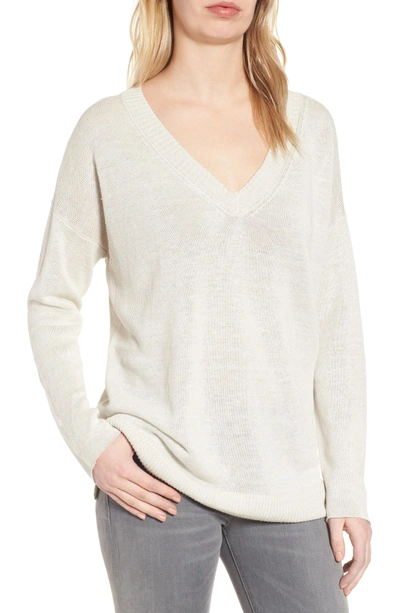 Shop Eileen Fisher Organic Linen Sweater In Bone