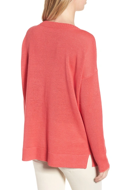 Shop Eileen Fisher Organic Linen Sweater In Strawberry