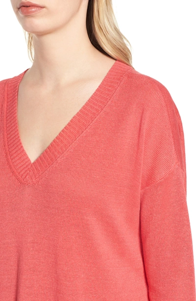 Shop Eileen Fisher Organic Linen Sweater In Strawberry