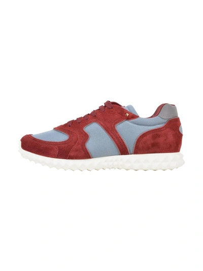 Shop Valentino Two-coloured Hive Sneaker In Bordeaux-light Blue