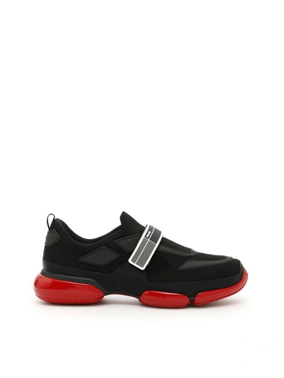 Shop Prada Sport Sneakers In Nero+fumonero