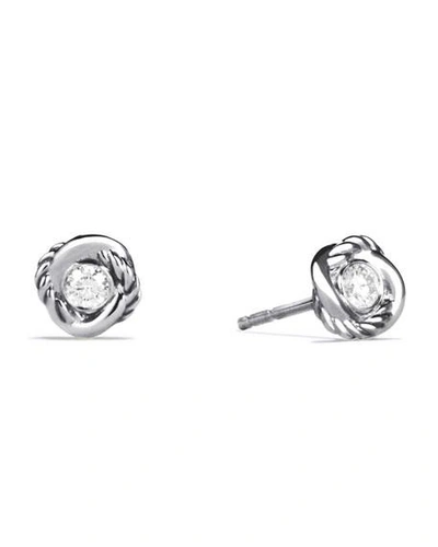 Shop David Yurman Infinity Earrings With Diamonds And Silver, 7mm