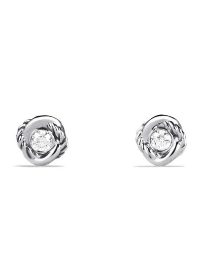 Shop David Yurman Infinity Earrings With Diamonds And Silver, 7mm