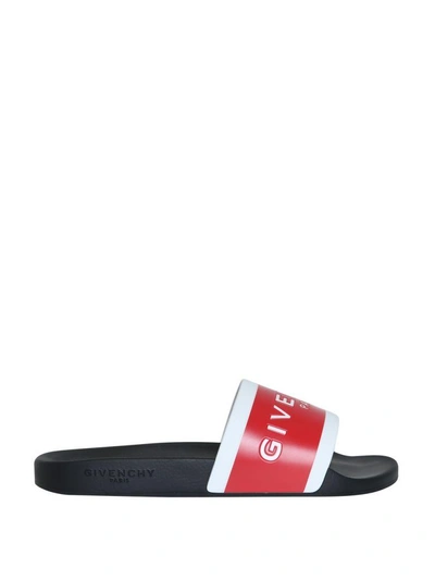 Shop Givenchy Logo Pool Slides In Rosso