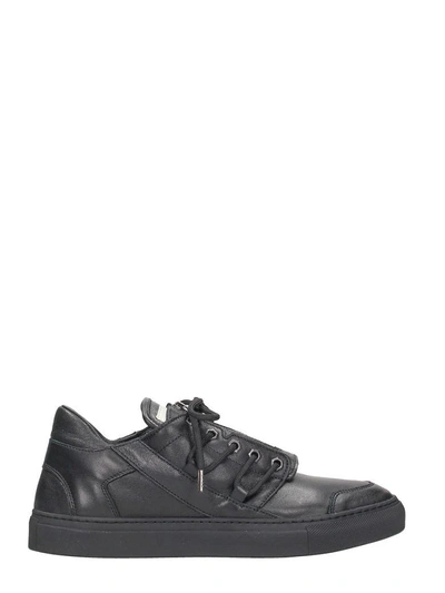 Shop Helmut Lang Low Top Black Leather Sneakers
