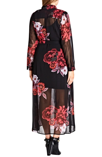 Shop City Chic Rose Print Maxi Dress In Rich Rose