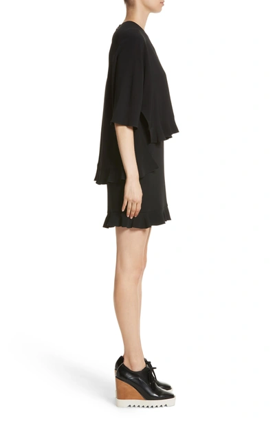 Shop Stella Mccartney Ruffle Overlay Stretch Cady Dress In Black