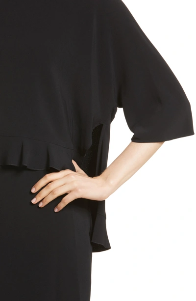 Shop Stella Mccartney Ruffle Overlay Stretch Cady Dress In Black